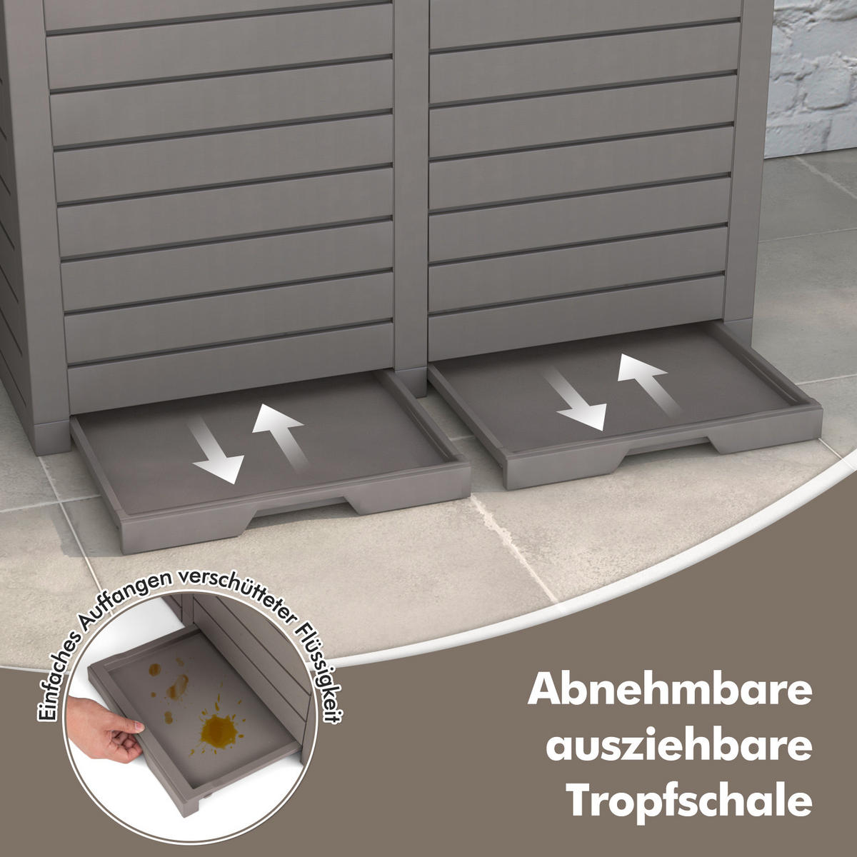 MÜLLEIMER 235 L mit Doppeldeckel braun - Braun, Kunststoff (77/86/40cm) - COSTWAY