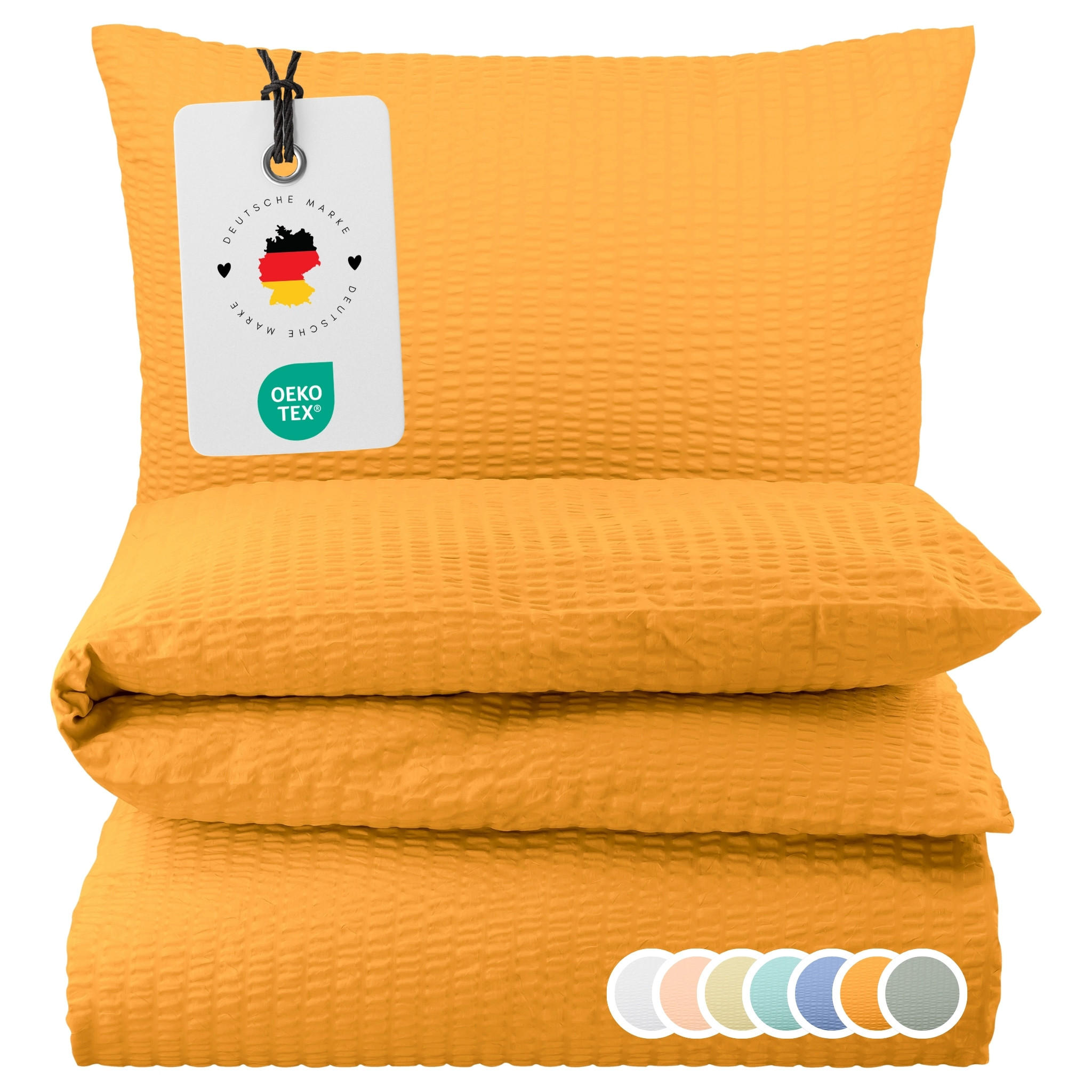 Carpe Sonno Seersucker-Bettwäsche Orange 135x200 cm