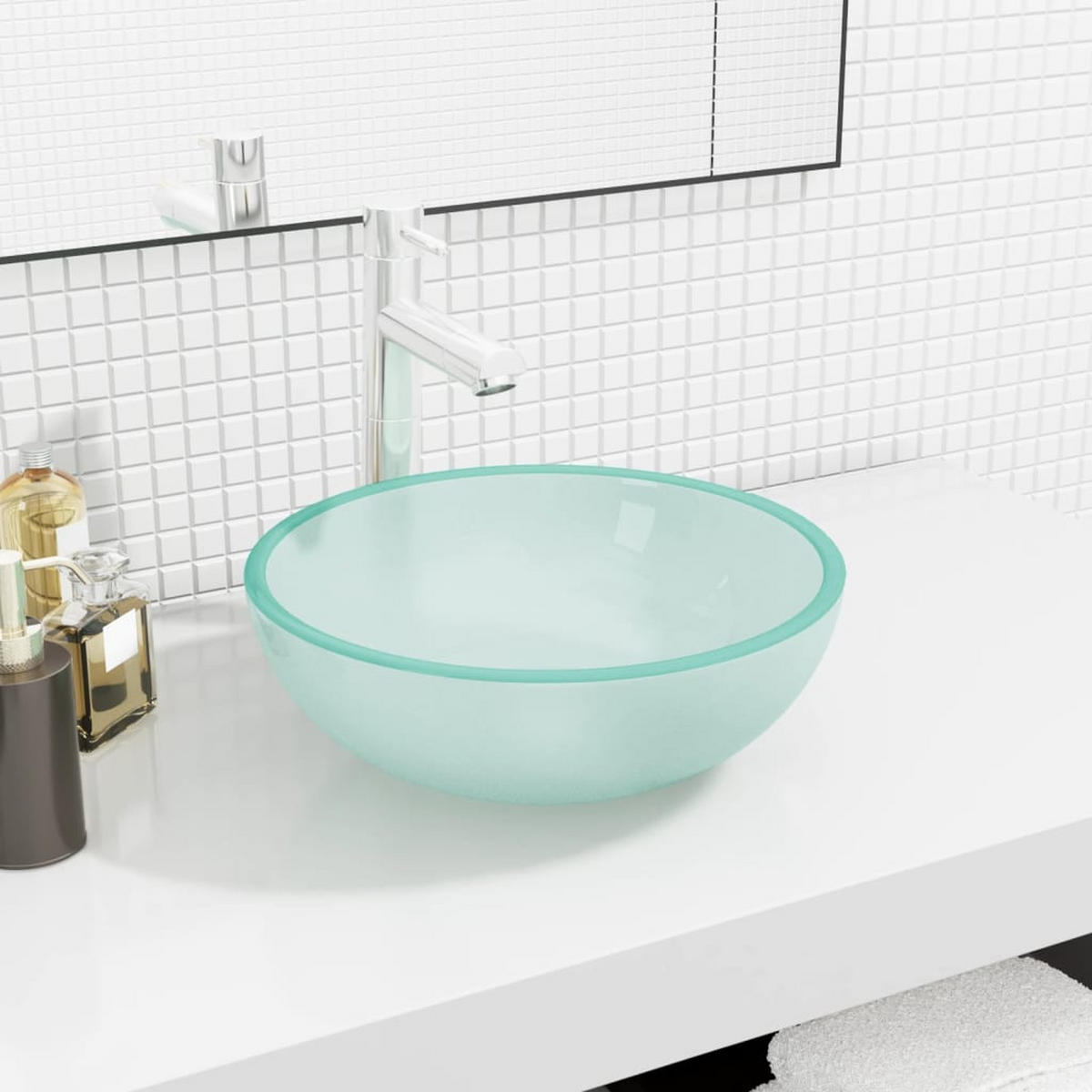 WASCHBECKEN Leboeuf 35/35/12 cm - Creme, Glas (35/12/35cm) - Nettlife