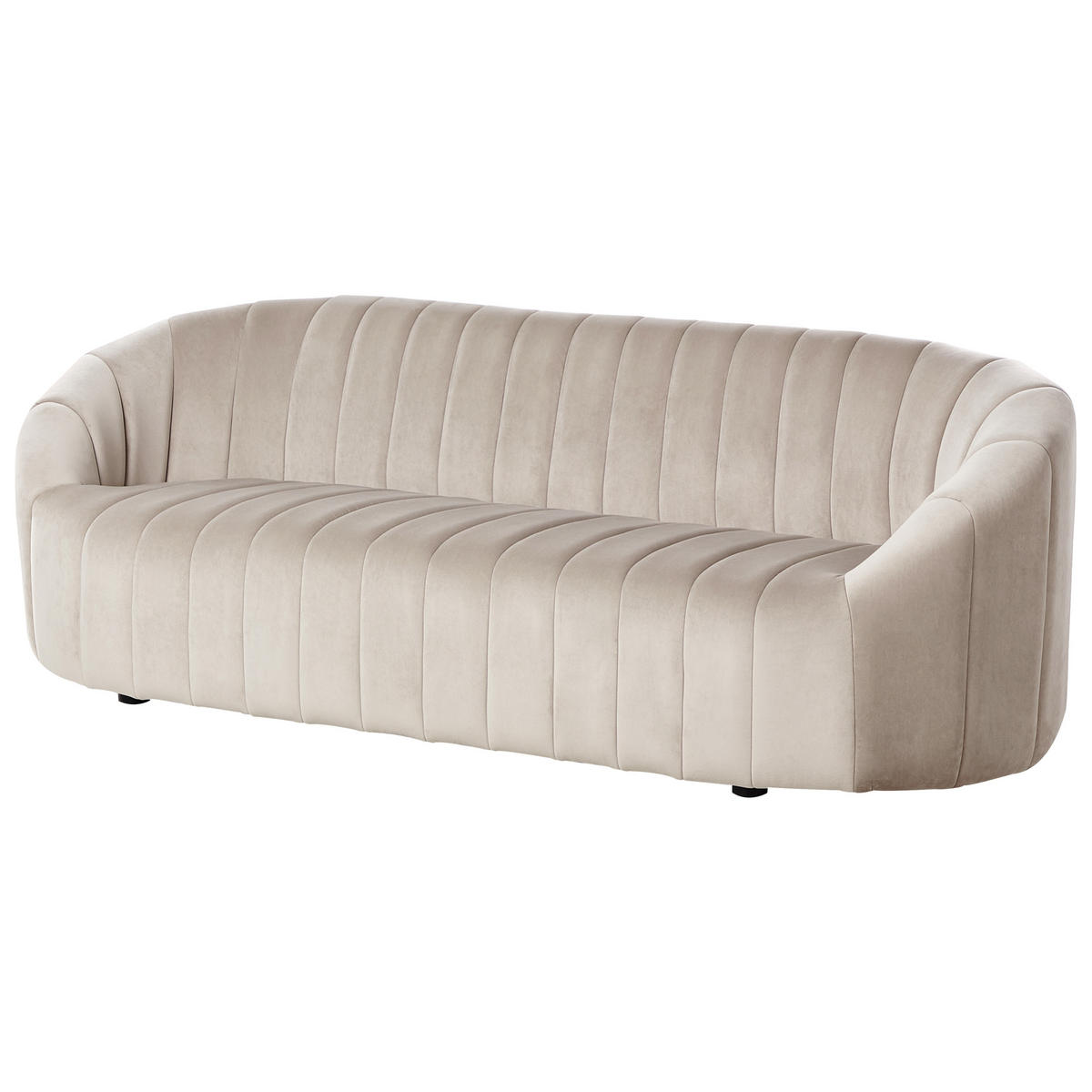 3-SITZER-SOFA Samtstoff Beige Malung - Beige, Textil (202/68/70cm) - Beliani