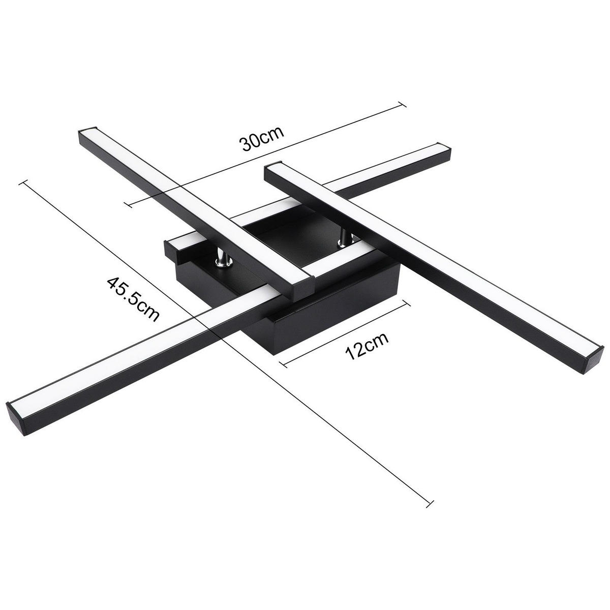 LED-DECKENLEUCHTE Cuxhaven 45.5/45.5/6.8 cm - Schwarz, Metall (45.5/45.5/6.8cm) - Nettlife