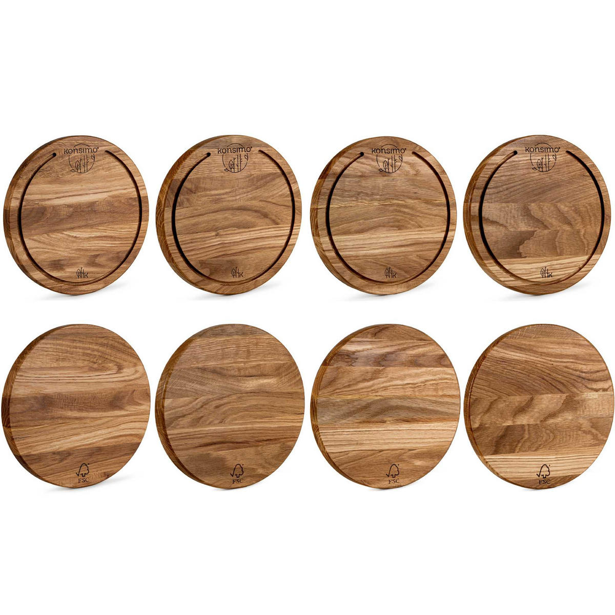 SCHNEIDEBRETT Holz Eiche geölt LESTE 4-tlg - Eichefarben, Holz (25/25cm) - KONSIMO®