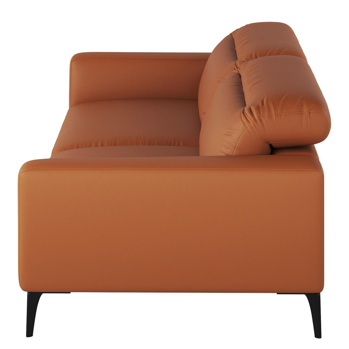 3-SITZER SOFA - Kastanienfarben/Schwarz, Leder/Metall (233/73/107cm) - home24