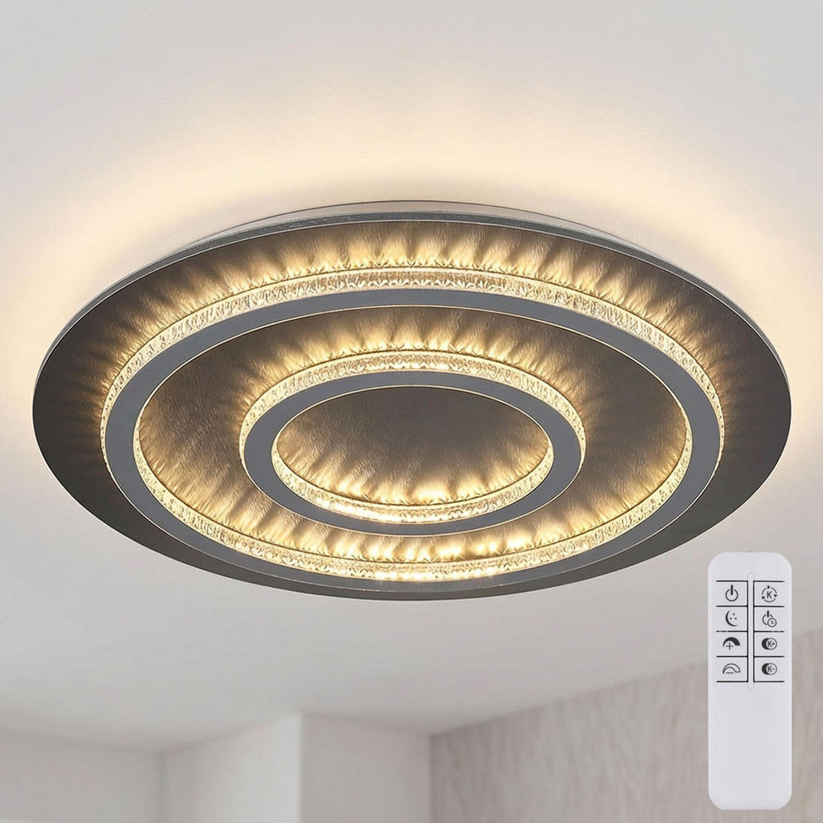 LED DECKENLEUCHTE Jayden Anthrazit Kristalle - Anthrazit, Metall (55/55/6cm) - Globo Lighting