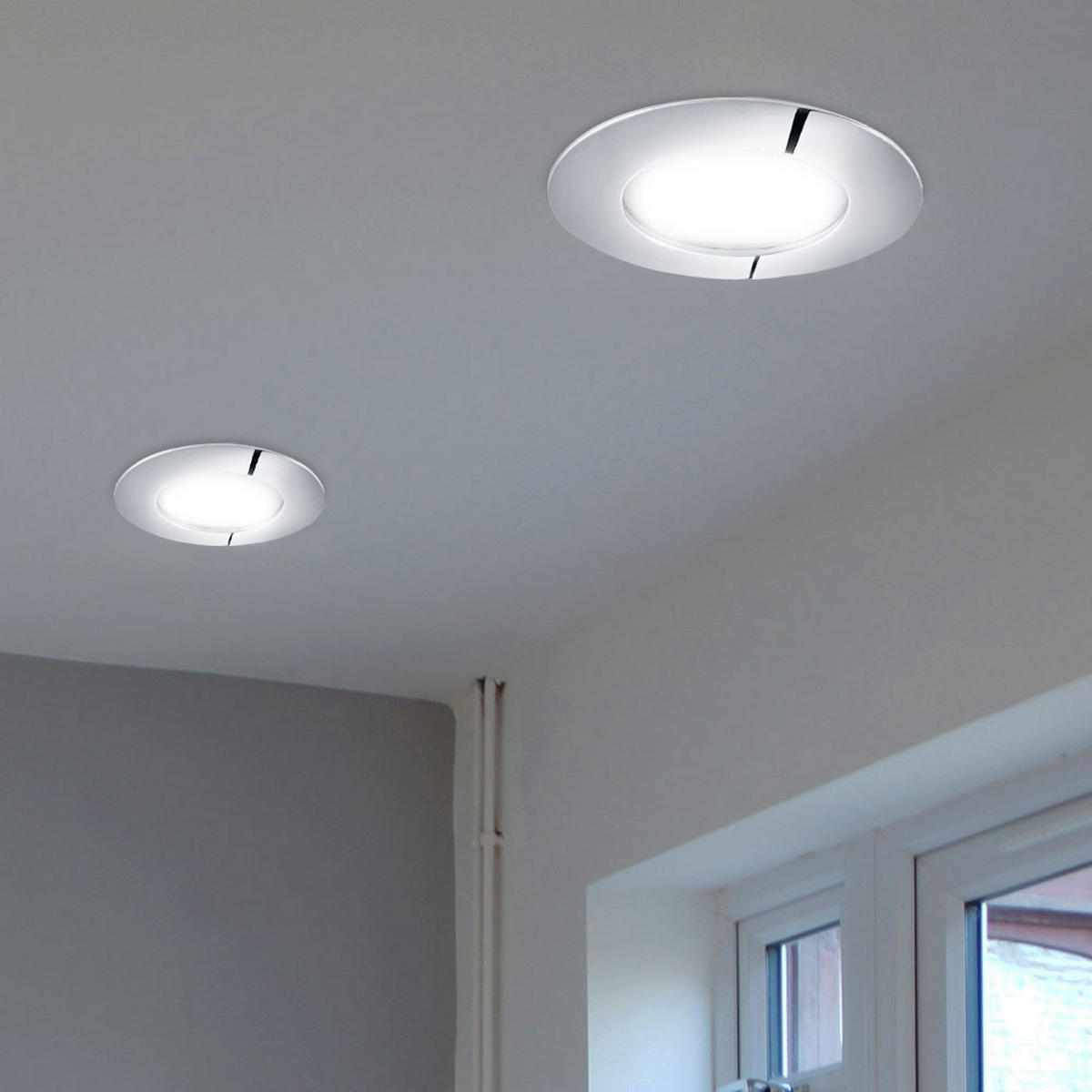 LED DECKENLEUCHTE Chrom Silber rund - Silberfarben, Kunststoff (10.2/10.2/4.5cm)