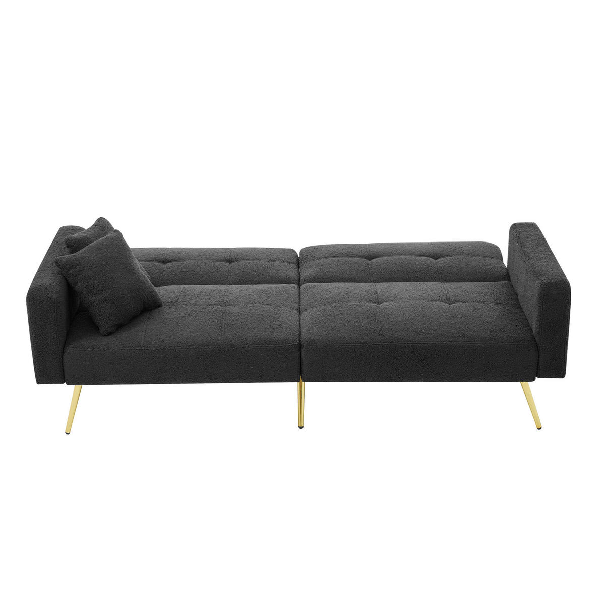 SCHLAFSOFA mit Bettfunktion verstellbarem Winkel Goldene Beine Antique Grey 175/64/72 cm - Dunkelgrau, Kunststoff (175/72/64cm) - OKWISH