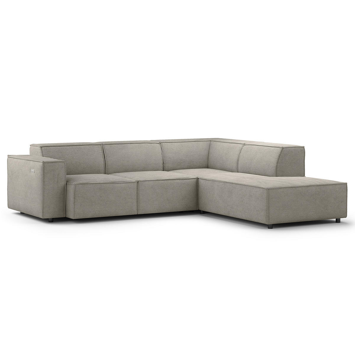 ECKSOFA mit Ottomane - Graubraun/Schwarz, Kunststoff/Textil (260/234cm) - home24