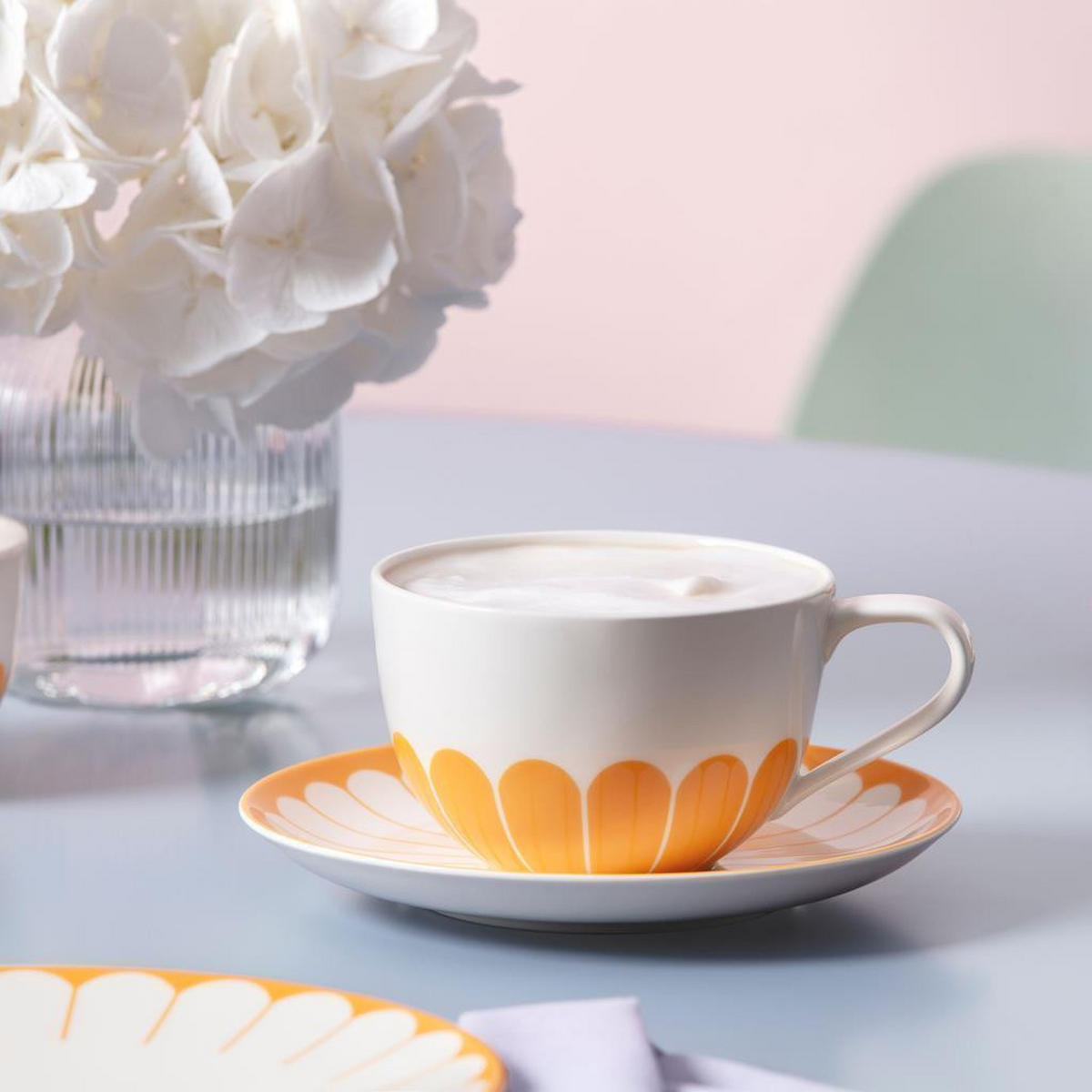CAPPUCCINOTASSE MIT UNTERTASSE Fleur Couleur Soleil 300 ml - Gelb, Keramik (0.3L) - Villeroy & Boch