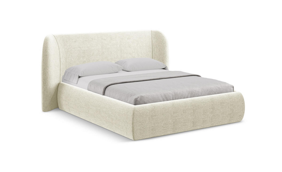 POLSTERBETT mit Bettkasten und Lattenrost 190x215 Beige - Beige/Schwarz, Kunststoff/Textil (140/200cm) - Makamii