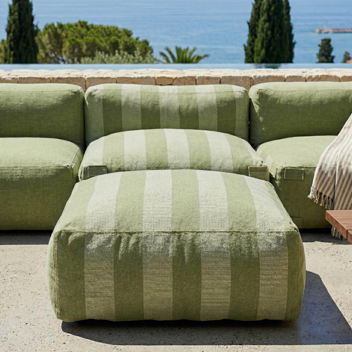 GARTENSOFA mit 4 Sitzplätzen, Kaktusgrünen - Grün, Textil - Oviala