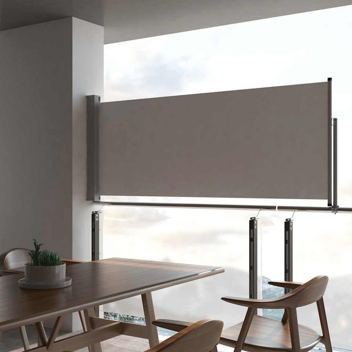 AUSZIEHBARE Seitenmarkise 100x300 cm Grau - Grau, Textil (300/100/300cm) - furnicato