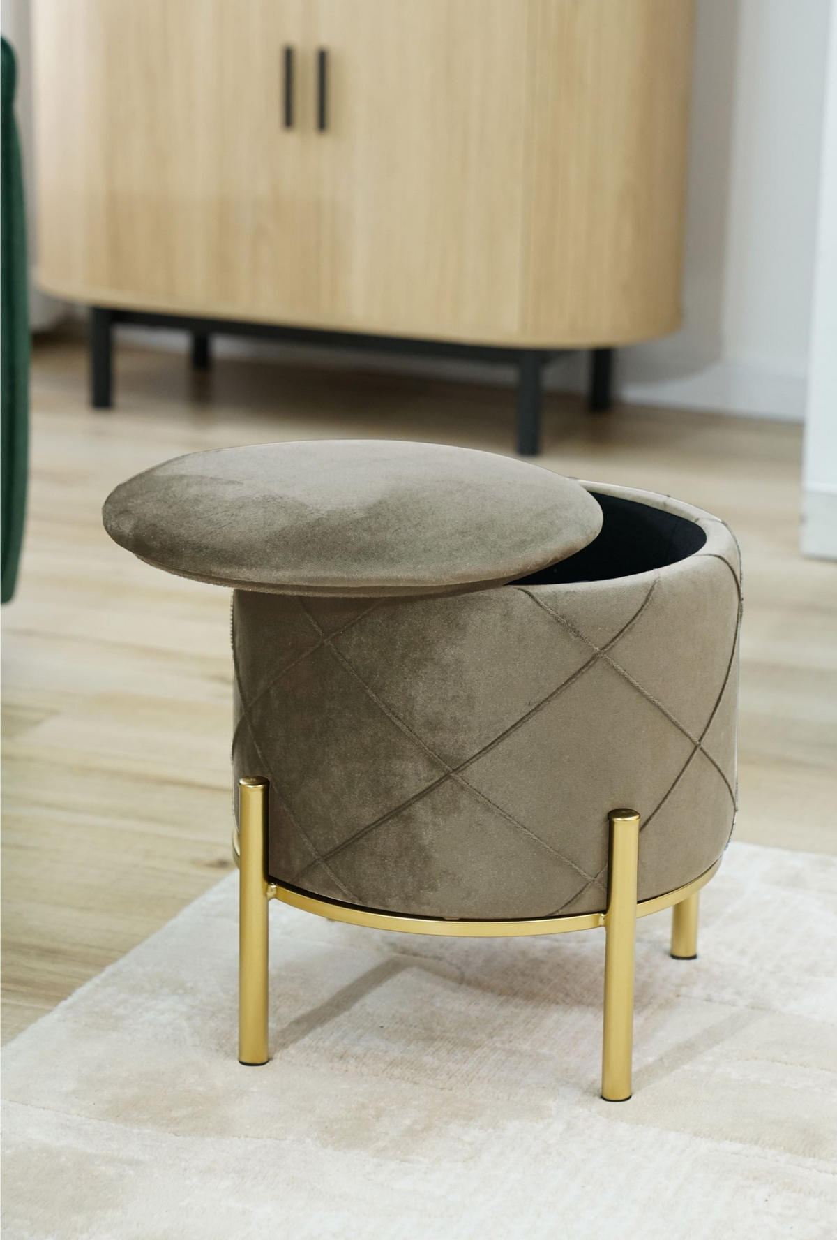 SITZHOCKER mit Stauraum, Polsterhocker Beige 37/40/37 - Beige, Textil (37/40/37cm) - RAUMHIRSCH FURNITURE