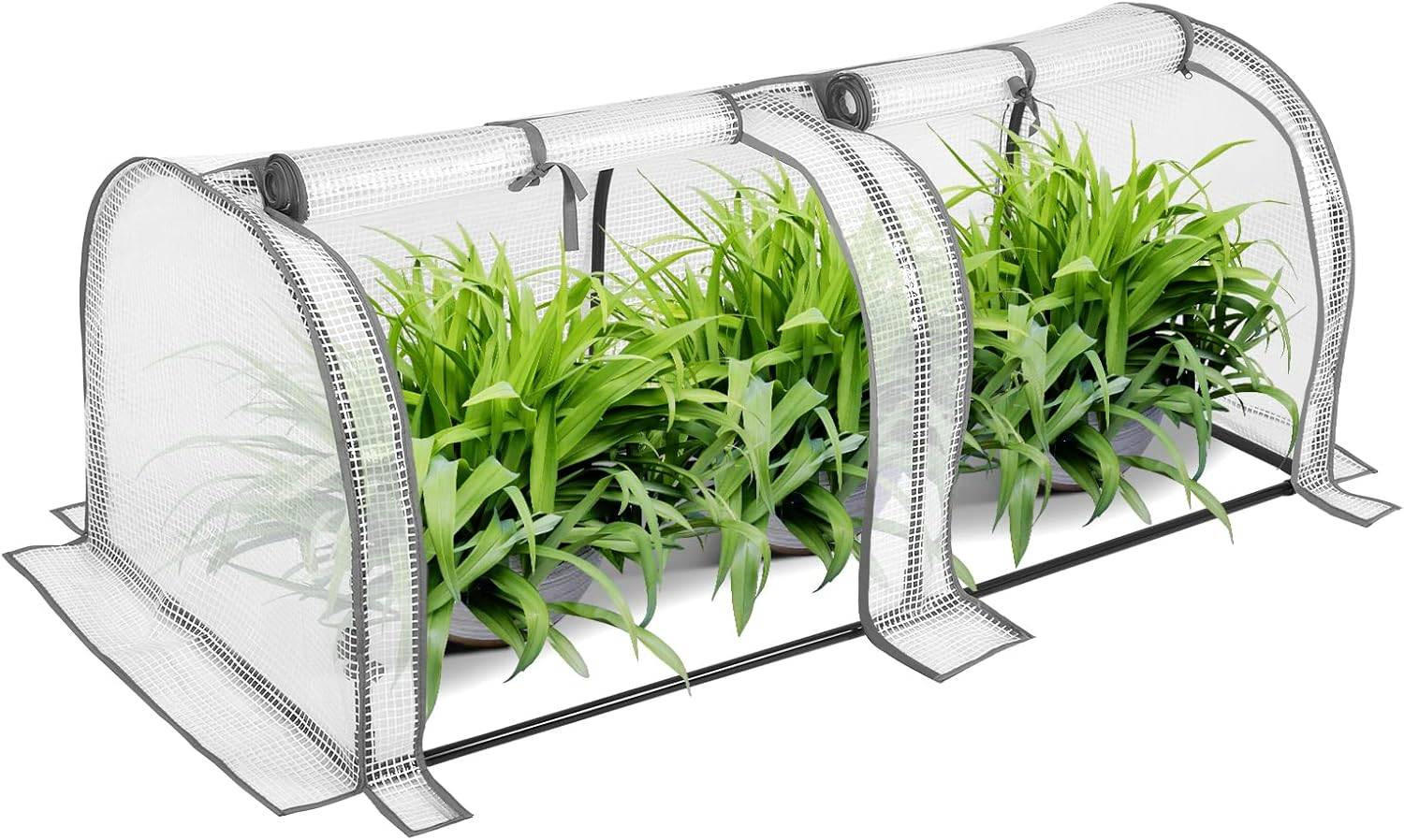 FOLIENGEWÄCHSHAUS, PE Gitterfolie, 130 x 60 x 50 cm - Weiß, Textil/Metall (130/50/60cm) - Woltu