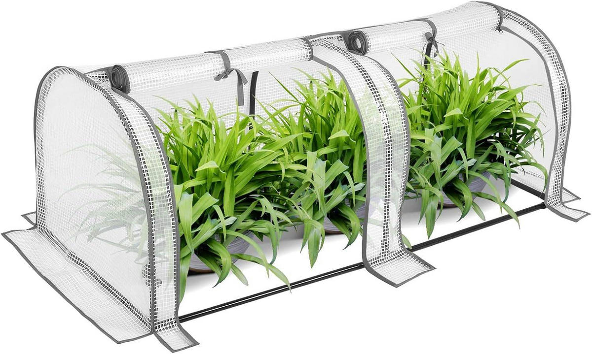 FOLIENGEWÄCHSHAUS, PE Gitterfolie, 130 x 60 x 50 cm - Weiß, Textil/Metall (130/50/60cm) - Woltu