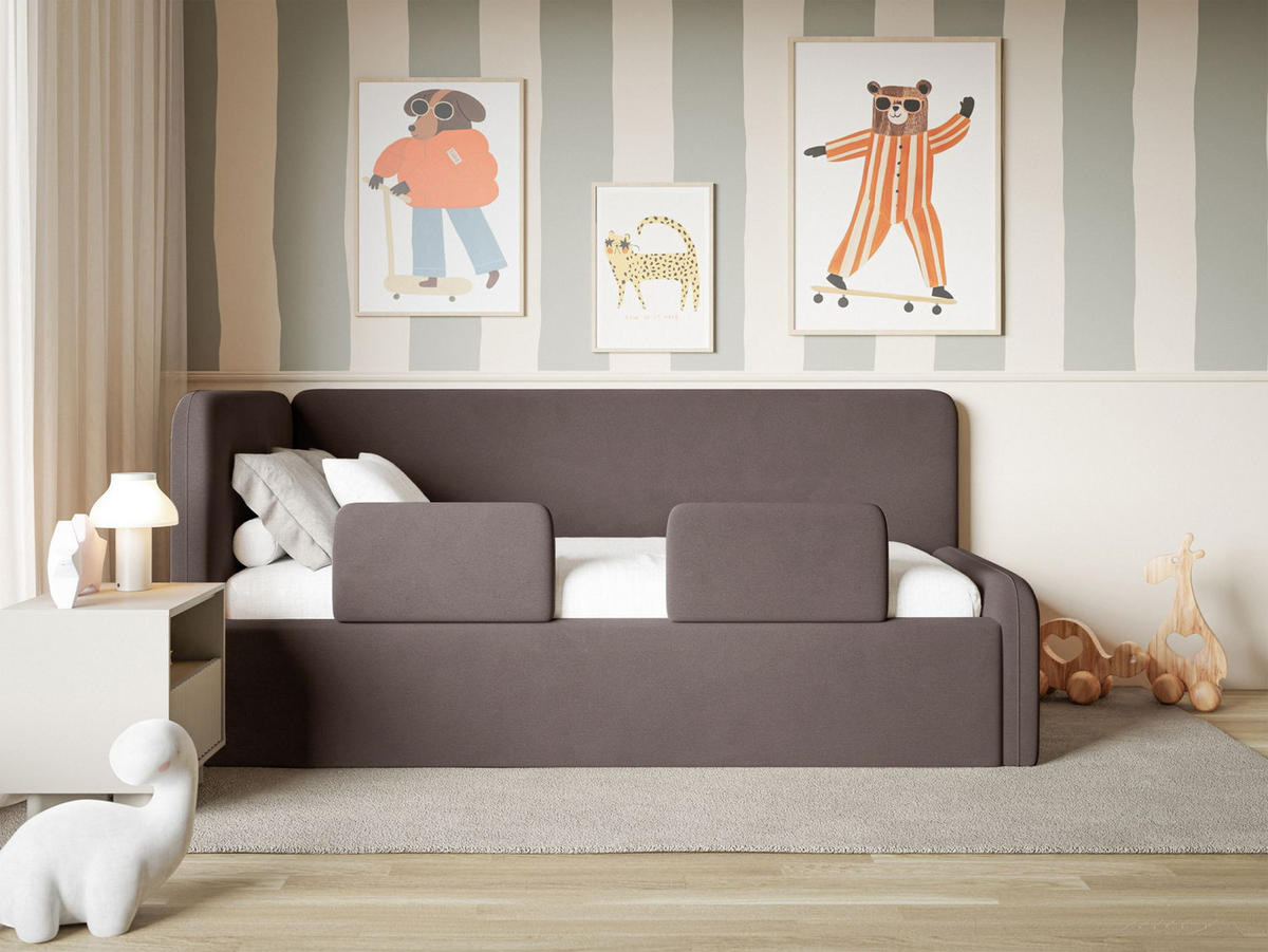 KINDERBETT Fanko Samt Braun 90x200 cm - Schwarz/Braun, Kunststoff/Textil (90/200cm) - Selsey