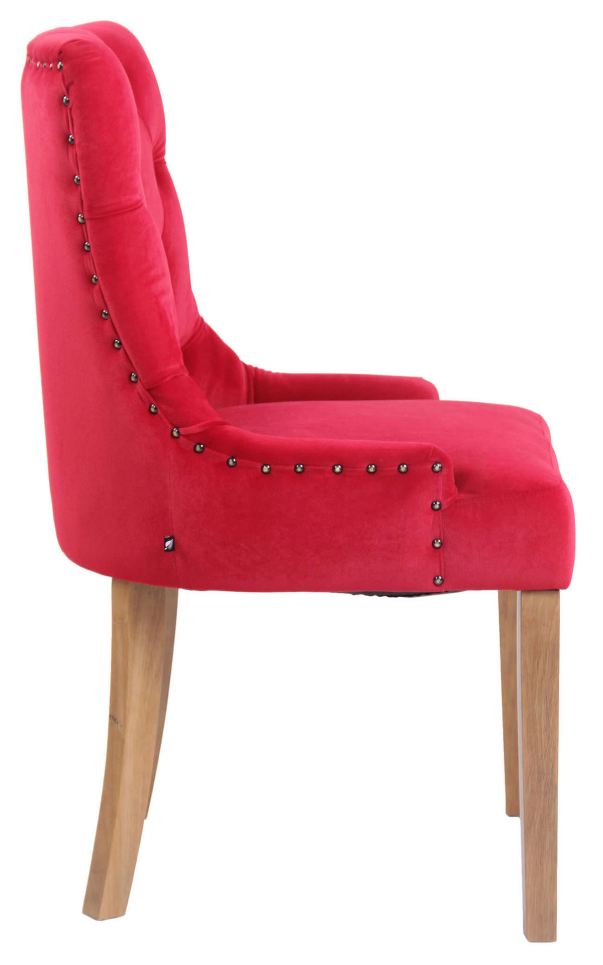 ESSZIMMERSTUHL Aboli Samt, antik-hell Rot - Hellbraun/Rot, Holz/Textil (55/92/58cm) - TPFLiving