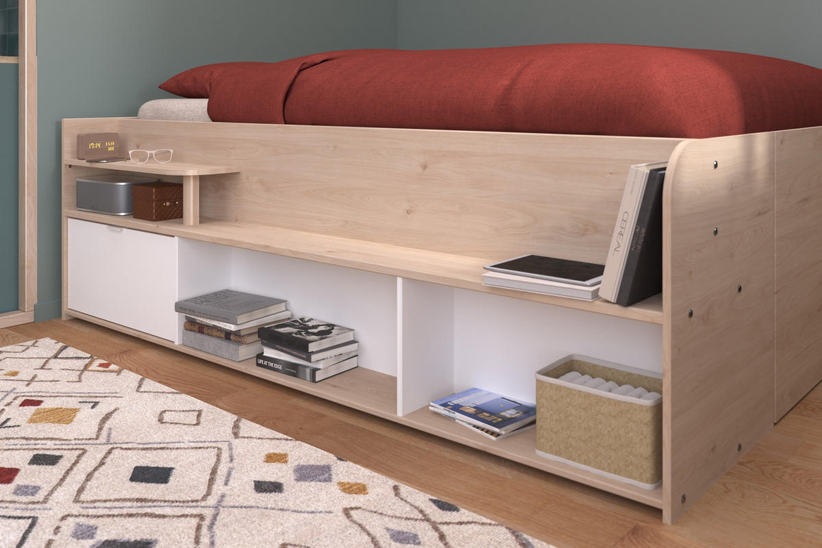 HOCHBETT Travel 2 in Jackson Eiche und Weiß halbhoch - Braun, Holzwerkstoff