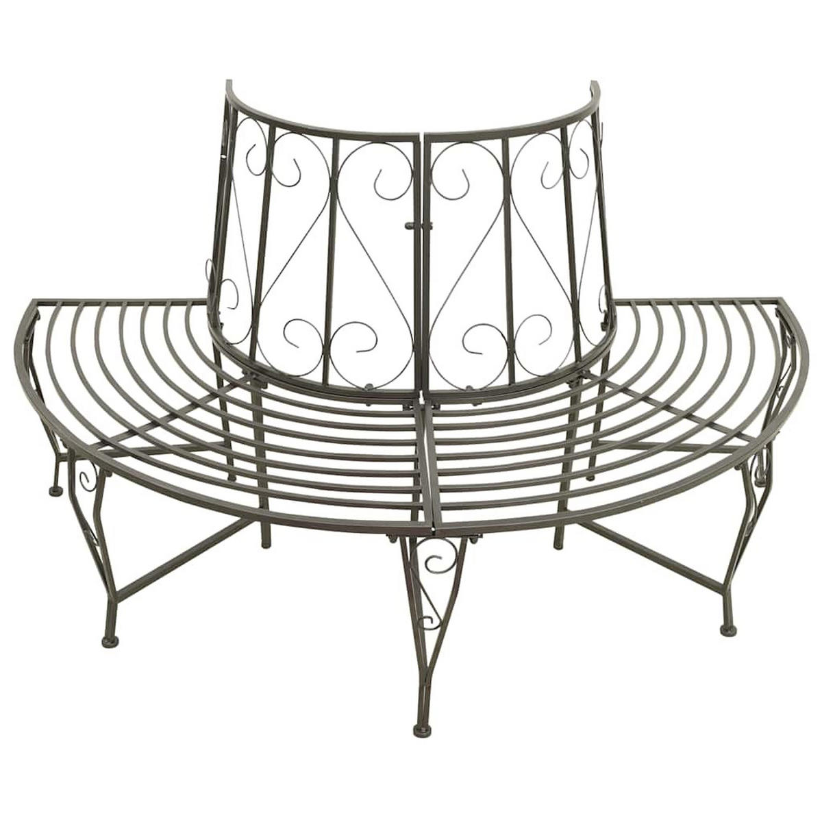 BAUMBÄNKE 1-Sitzanzahl Ø 160/89 Cm Stahl - Grau, Metall (160/89/80cm) - vidaXL
