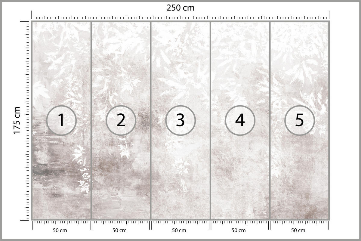 FOTOTAPETE für Küche Abstrakte Pflanzen auf Beton Vintage 250x175 - Beige/Braun, Papier (250/175cm) - Muralo