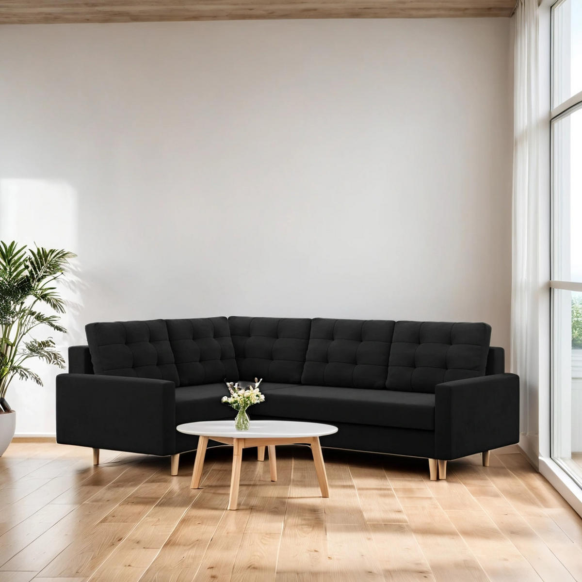ECKSOFA Blank links schwarz - Schwarz, Textil (223/172cm) - SIMKAM Furniture