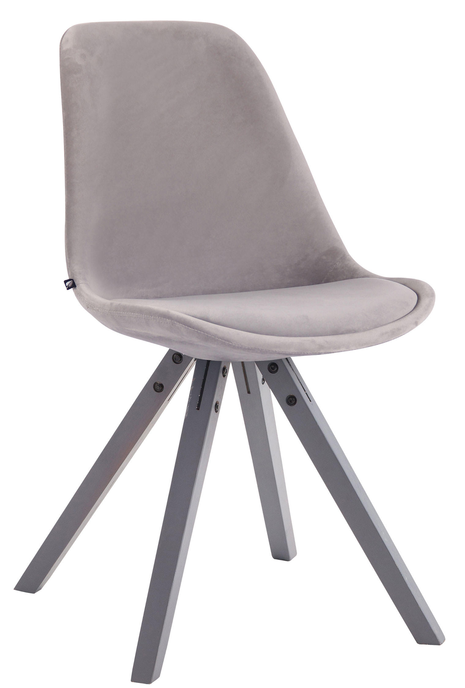 STUHL Samt grau - Grau, Holz/Textil (48/84/56cm) - CLP