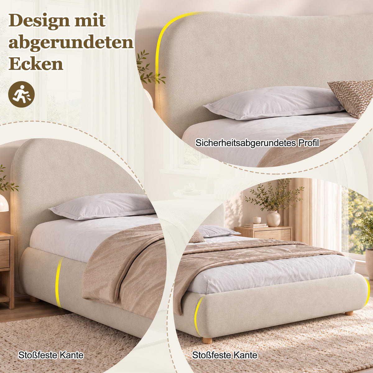 POLSTERBETT 180x200cm, Creme, Samt, Stauraum - Creme, Textil (180/200cm) - FLIEKS