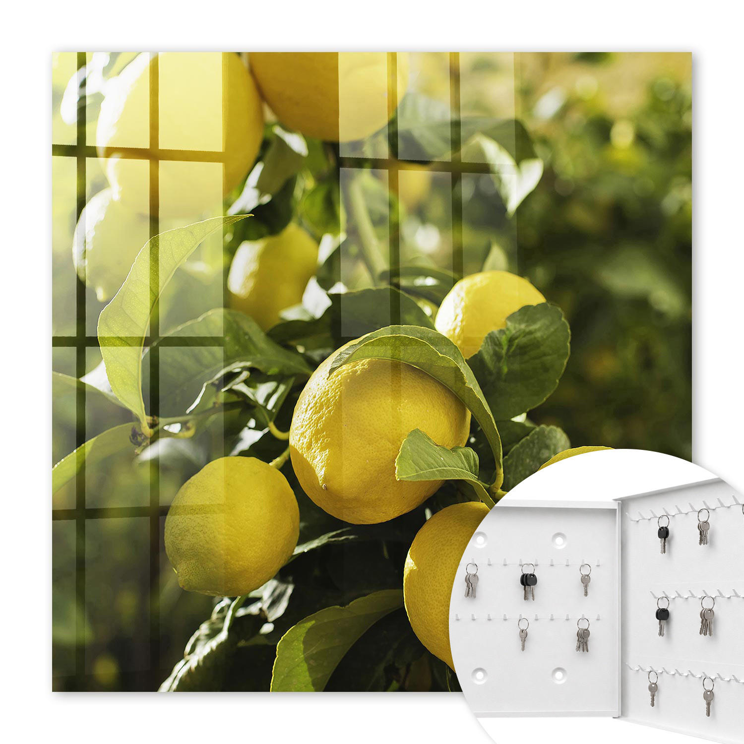 SCHLÜSSELBOX Weiß 30x30 cm – Türöffnung nach rechts - Saftige Frische - Gelb, Metall (30/30/5cm) - TULUP