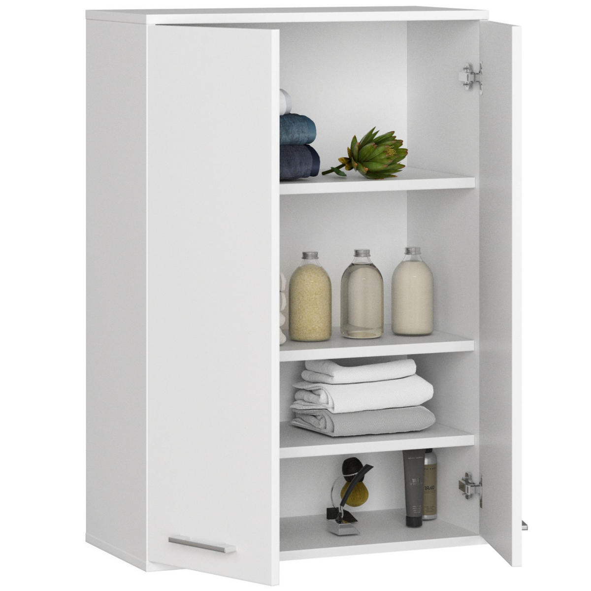 HÄNGESCHRANK Weiß 64x94x30 cm - Silberfarben/Weiß, Holzwerkstoff/Kunststoff (64/94/30cm) - Akord