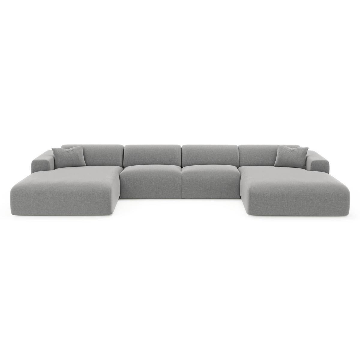 WOHNLANDSCHAFT Rastergewebe Hellgrau 356cm - Hellgrau/Grau, Textil (356/73/166cm) - Sia Home