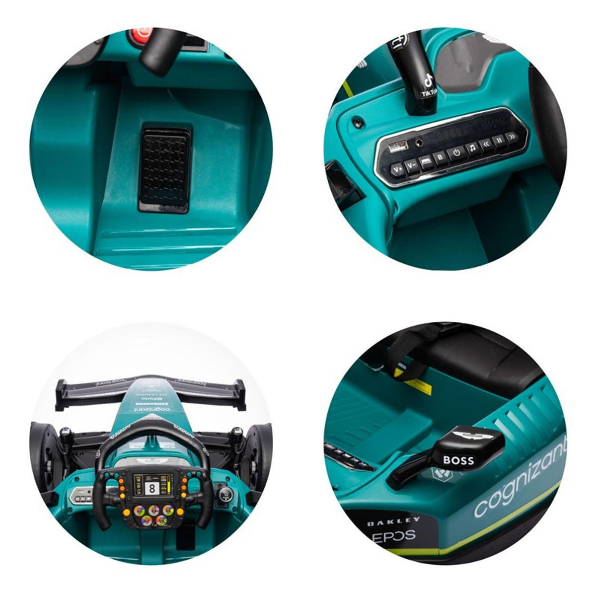 ELEKTROAUTO Aston Martin grün Fernbedienung Federung LED-Lichter MP3 - Grün, Kunststoff (137/72/44cm) - Chipolino