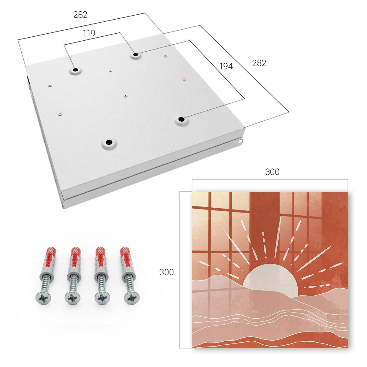 SCHLÜSSELBOX Weiß 30x30 cm – Türöffnung nach rechts - Orangefarbene Morgendämmerung - Orange, Metall (30/30/5cm) - TULUP