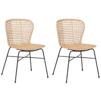 RATTAN SZÉK 2 darabos Szett Rattan Bézs Elfros - bézs/barna, természetes anyagok/fém (56/83/49cm) - Beliani