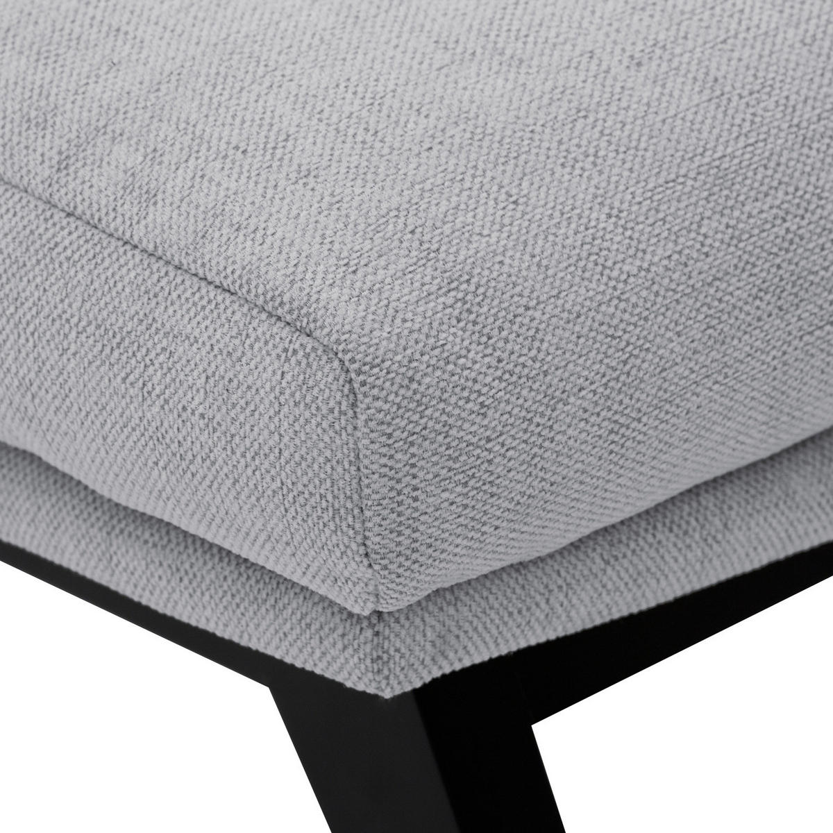 POLSTERHOCKER mit Holzfüßen - Hellgrau/Schwarz, Eichenholz/Textil (51/37/41cm) - home24