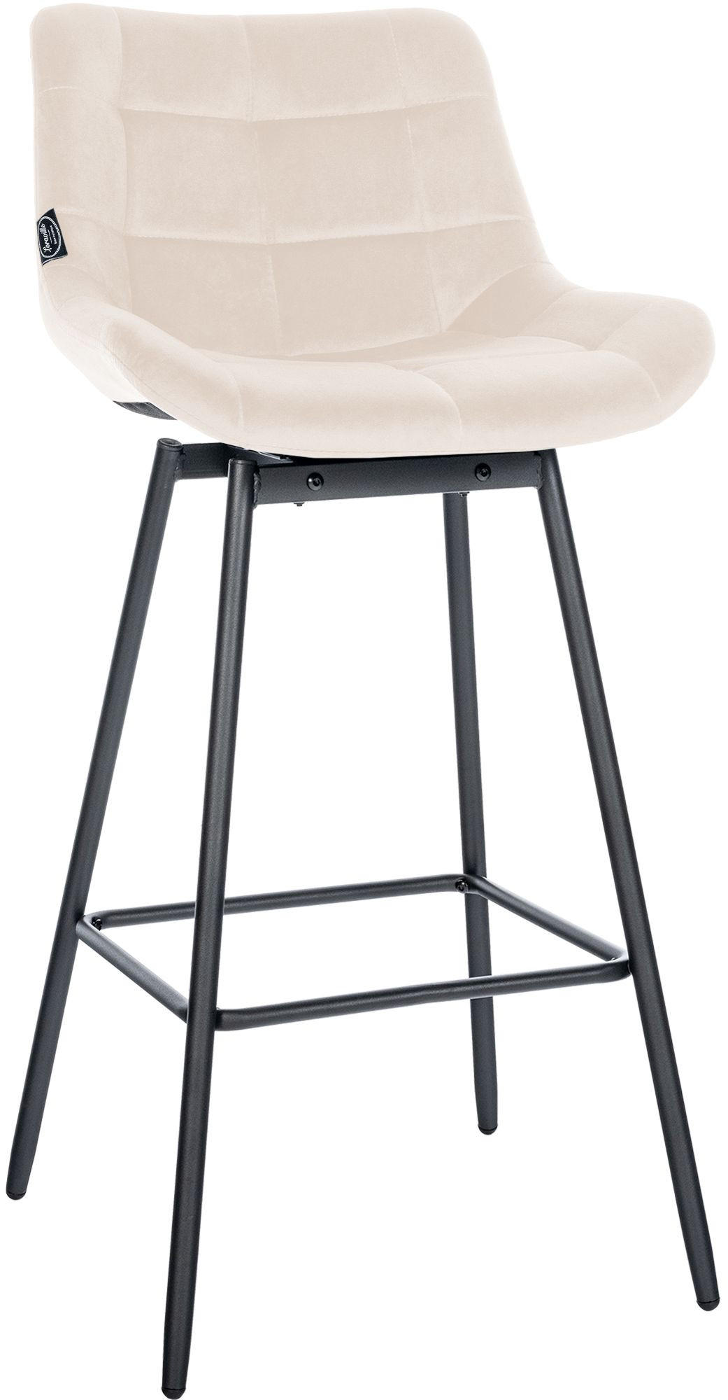 BARHOCKER Samt Creme - Creme/Schwarz, Textil/Metall (49/105/56cm) - CLP