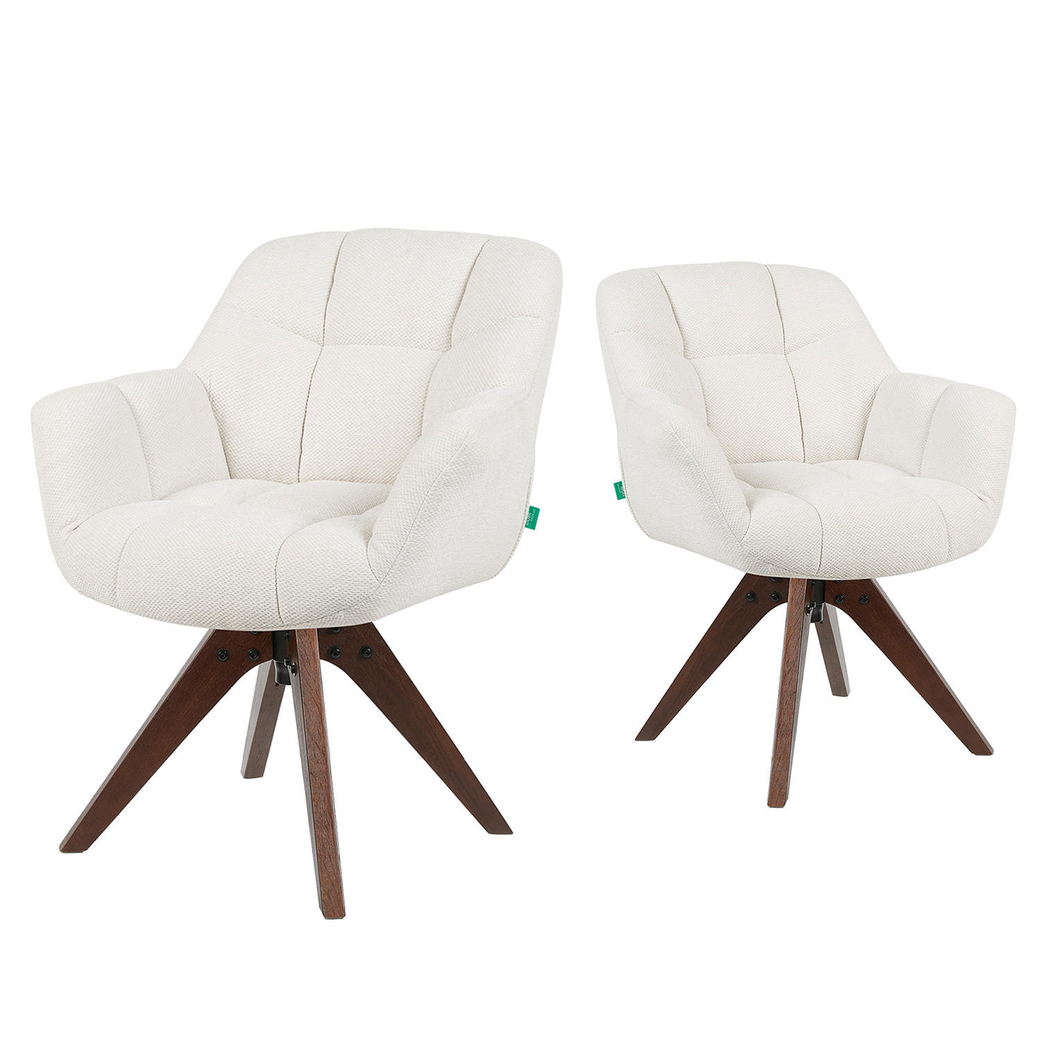 DREHSTUHL Mika-Nele 2er-Set - Nussbaumfarben/Creme, Eichenholz/Holz (65/81/66cm) - DUBI Möbel