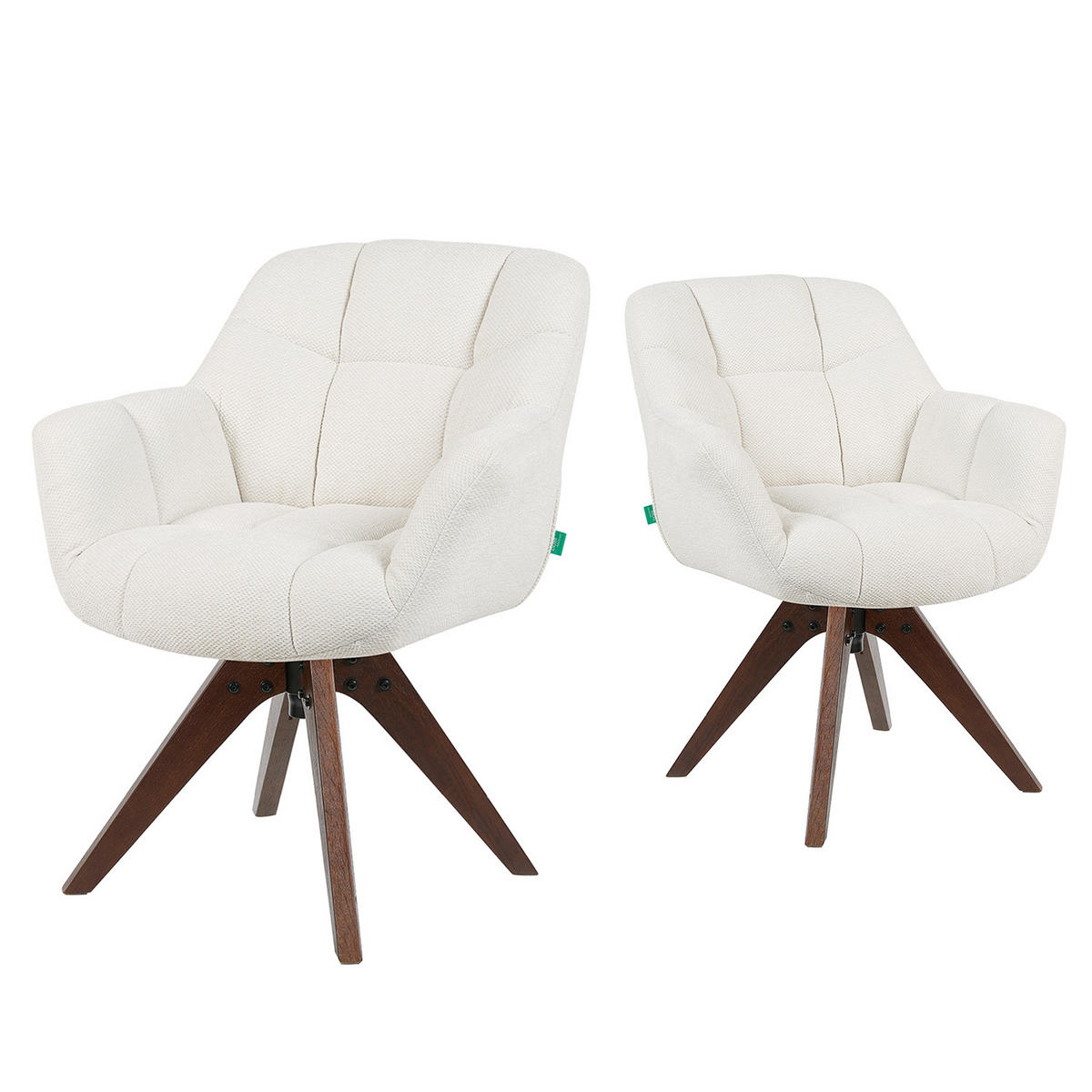 DREHSTUHL Mika-Nele 2er-Set - Nussbaumfarben/Creme, Eichenholz/Holz (65/81/66cm) - DUBI Möbel