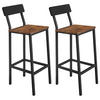 BARHOCKER 2er-Set mit Lehne Metall Dunkelbraun Schwarz 40/30/90 cm - Dunkelbraun/Schwarz, Holzwerkstoff/Metall (30/90/40cm) - Begryf