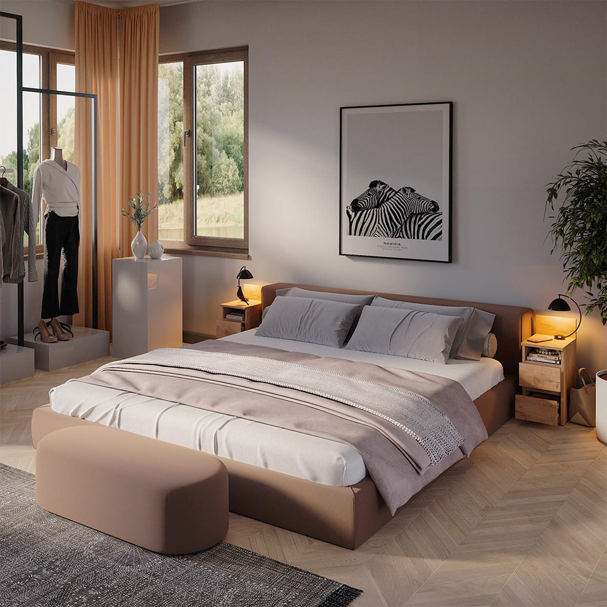 NACHTTISCH Monty Goldkraft Eiche 25 x 59.1 cm 2er Set - Eiche Wotan, Holzwerkstoff (25/59.1/32.3cm) - Vicco
