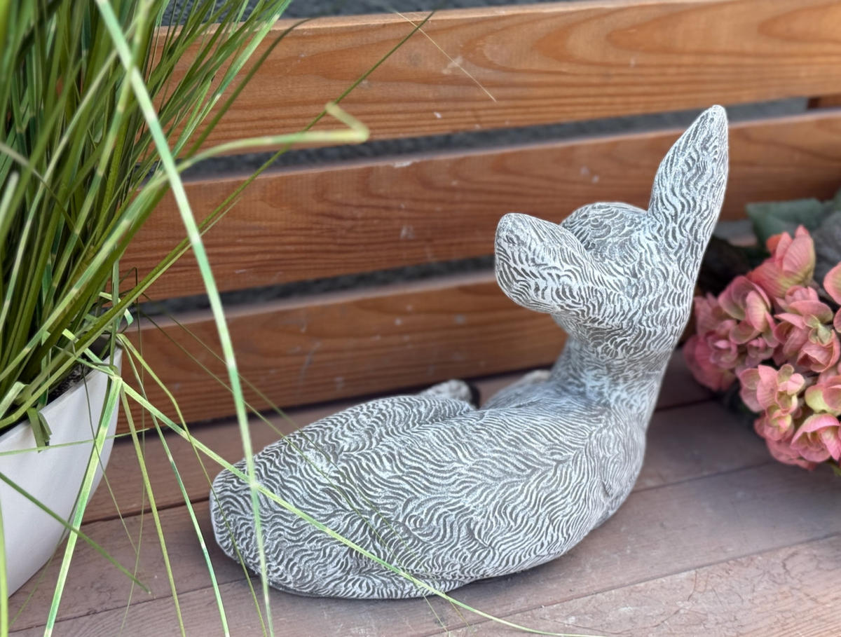 STEINFIGUR Reh naturgetreu, massiv - Grau, Stein (26/23/16cm) - stoneandstyle