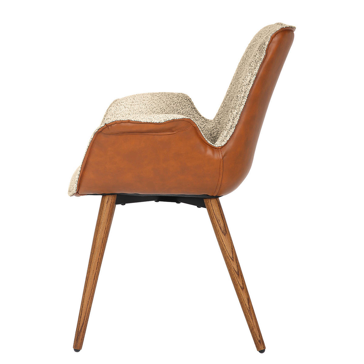POLSTERSTUHL - Weiß/Braun, Eichenholz/Textil (67/87/64cm) - home24