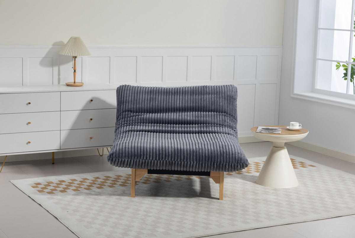 SESSEL Grau aus Cord mit Rückenlehne,100/120/76 cm - Grau, Textil (100/76/120cm) - BEAOK