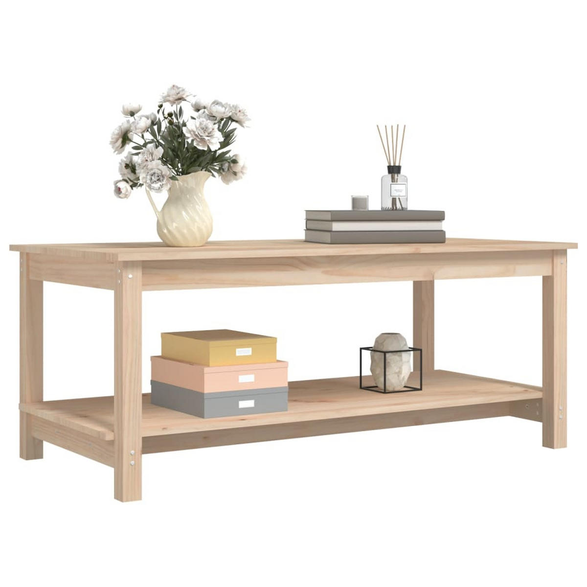 COUCHTISCH 110x55x45 cm Massivholz Kiefer - Braun, Holz (110/55/45cm) - furnicato