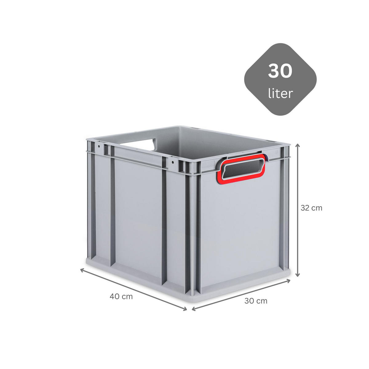 EUROBOX 4x Nextgen Color Mit Auflagedeckel 32x30x40cm Griffe Rot Offen - Rot, Kunststoff (30/32/40cm) - PROREGAL