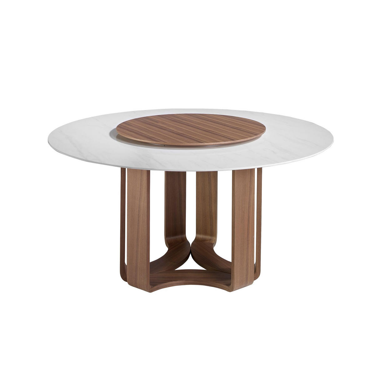 ESSTISCH Esstisch runde porzellanmarmor aus Walnuss Ø150/75 cm - Walnussfarben/Weiß, Stein (150/150/75cm) - ANGEL CERDA