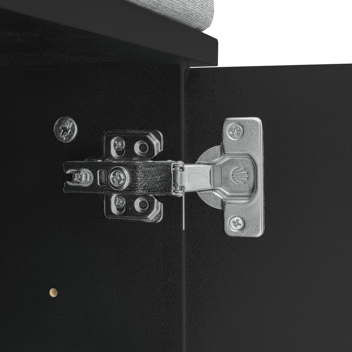 GARDEROBE mit Wellenfront Push-to-open Türen verstellbaren Regalen goldenen Akzenten - Goldfarben/Schwarz, Holzwerkstoff/Metall (60.5/180.5/35.2cm) - EVRYAE