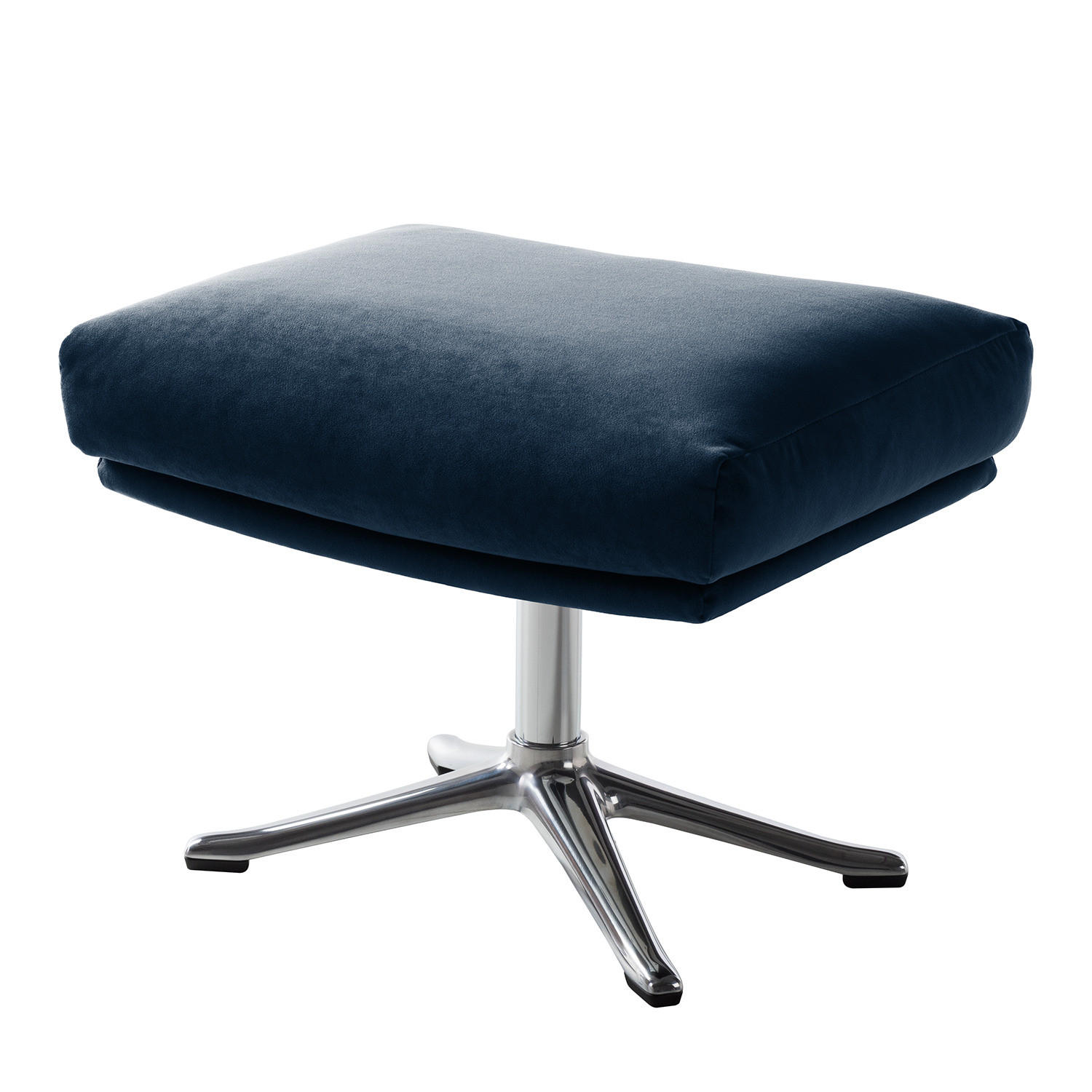 HOCKER mit Kreuzfuß - Chromfarben/Dunkelblau, Textil/Metall (54/41/41cm) - home24