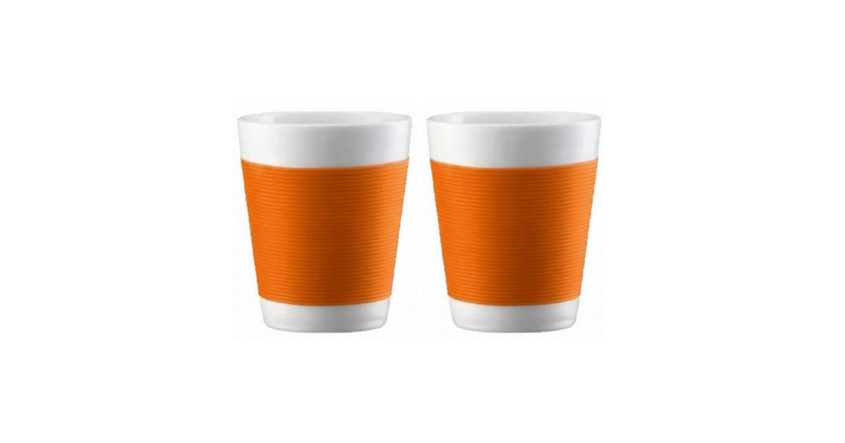 Bodum ESPRESSOTASSEN Canteen Orange 2er Set, 100 ml, doppelwandig, Porzellan, Silikonhülle, Espressobecher, Trinktassen, Heißgetränke, Küchenzubehör jetzt nur online ➤