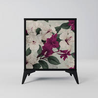 SIDEBOARD FLOWERET DREAM, Schwarz, 57,5x42x70,5 cm, Schwarze Metall-Sternfüße - Multicolor/Schwarz, Holzwerkstoff/Metall (57.5/70.5/42cm) - SpaceRebels