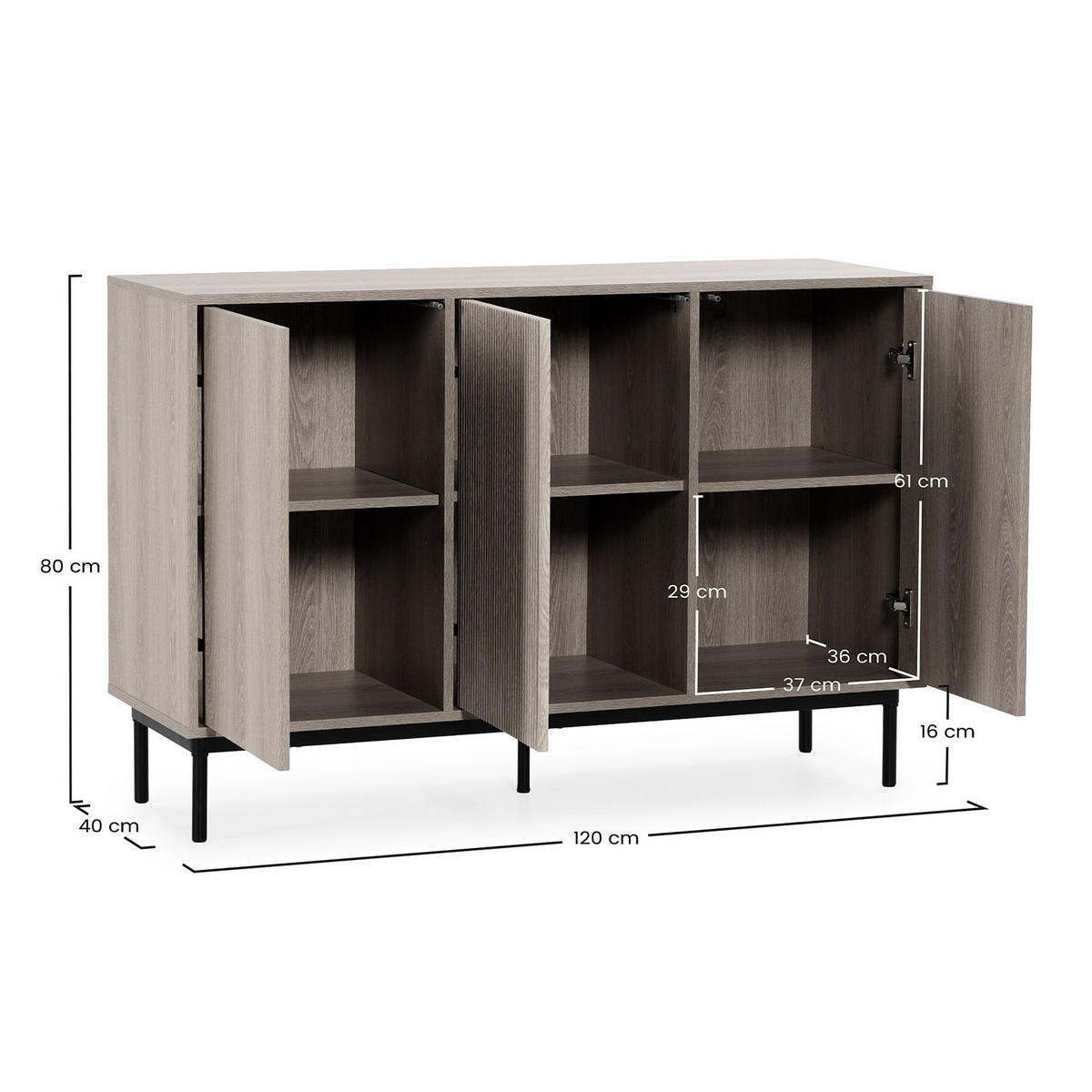 SIDEBOARD Florida 3 türen Eiche-Optik - Honigeiche, Holzwerkstoff (120/80/40cm) - VS Venta-stock