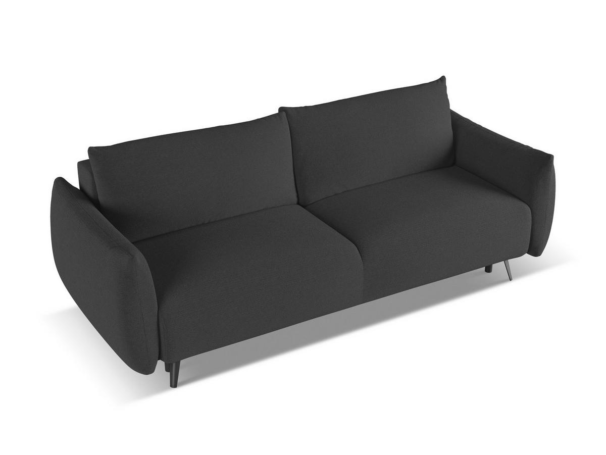 3-SITZER SOFA mit Schlaffunktion Chenille Stoff Schwarz - Anthrazit/Schwarz, Textil/Metall (230/86/105cm) - Makamii
